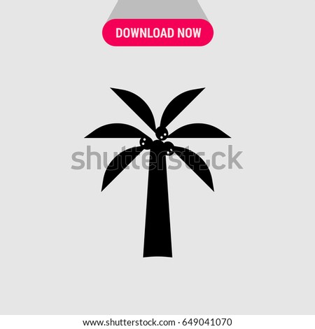 Palm Tree Vector Icon, The black shape of palm symbol. Simple, modern flat vector illustration for mobile app, website or desktop app 