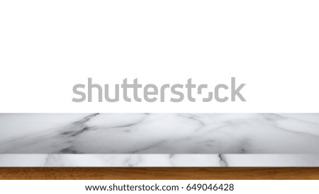 Empty white marble table isolated on white background. For display or montage your products.