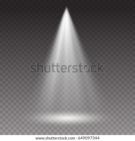 Projector light effect isolated on transparent background. Vector glow stage spotlight. Shine theater vertical projector beam.
 Royalty-Free Stock Photo #649097344