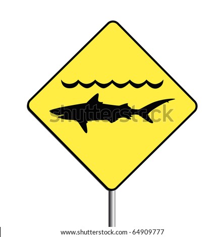 Vector illustration of a warning sign for sharks.