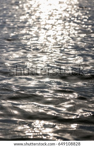 Abstract natural ripples pattern of the surface water at sunset