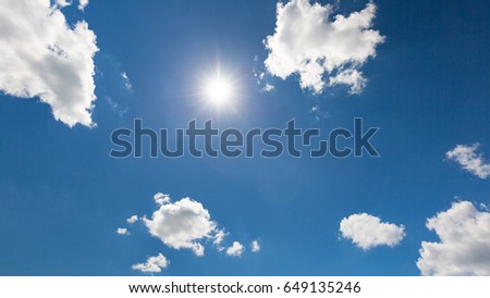 Amazing beautiful blue sky and clouds with inspirational sunlight. 