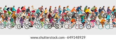 Cyclists seamless vector banner