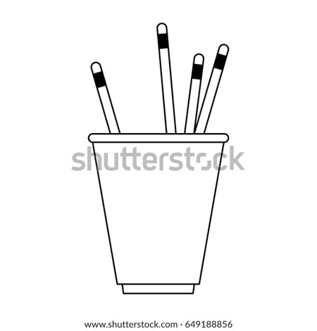 cup with pencils stationery related icon image 