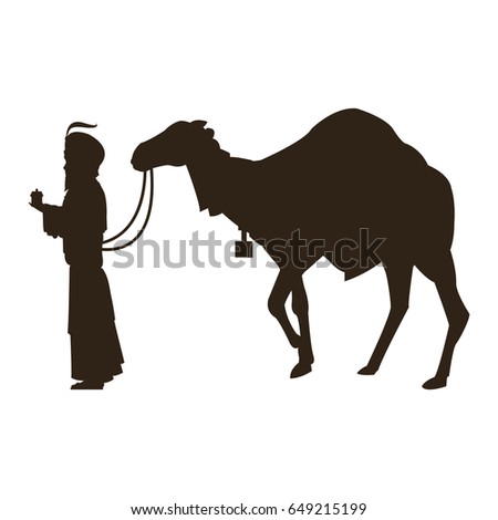 silhouette wise king and camel manger characters