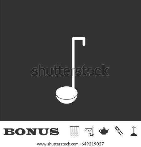 Ladle spoon icon flat. White pictogram on black background. Vector illustration symbol and bonus icons