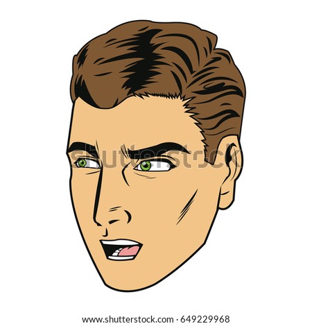 comic face man expression pop art style