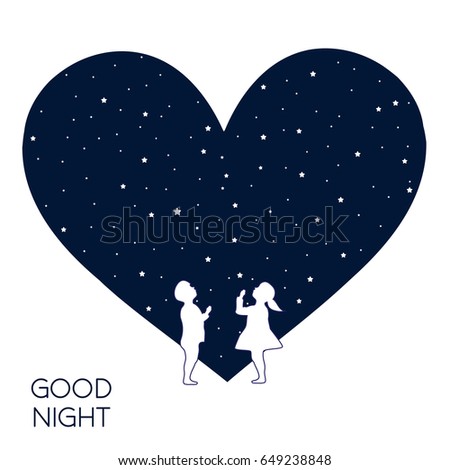 Dreaming girl and boy. Concept idea. Good night .vector illustration.EPS 8