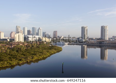 The morning view of Harbour Island and Tampa downtown (Florida).