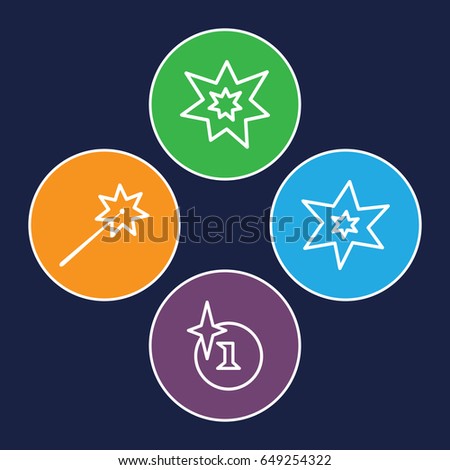 Fireworks icons set. set of 4 fireworks outline icons such as explosion, fireworks