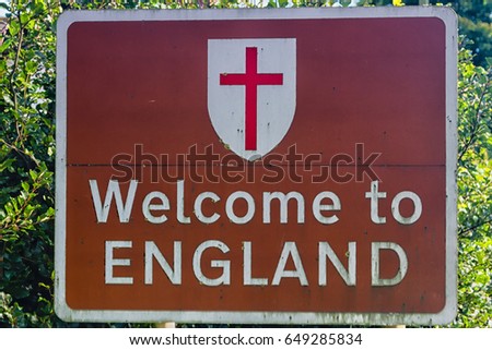 Welcome to England road sign at the border with Scotland