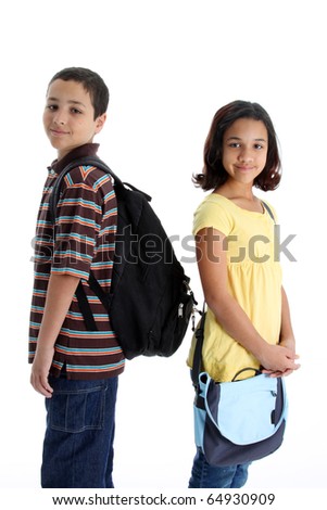 Picture of children set on white background