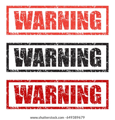 Warning stamp set in different colors on a white background