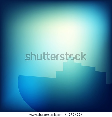 abstraction, ship on colorful background, silhouette