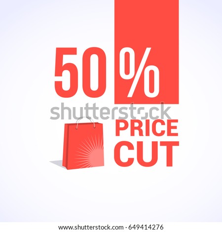 Price Cut 50% Shopping Bag Banner