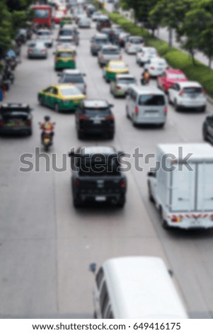 Blur of traffic jam on street in Bangkok, Thailand