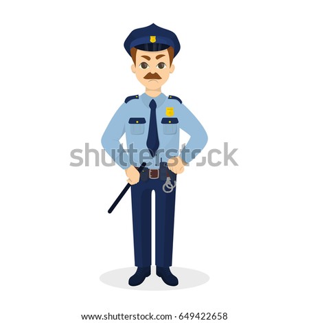Isolated angry policeman.
