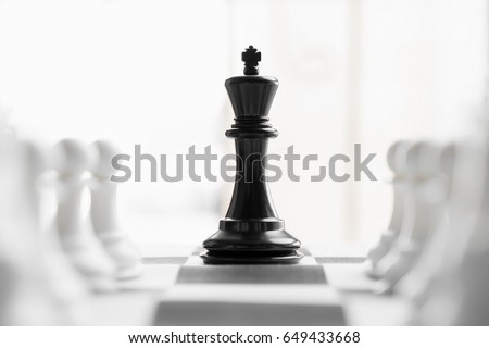 some white and black chess on board. Chess pawns. Royalty-Free Stock Photo #649433668