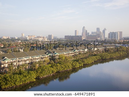 The view of Harbour Island residential district and Tampa downtown in a morning light (Florida).