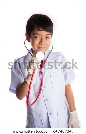 Little kid wearing doctor uniform costume