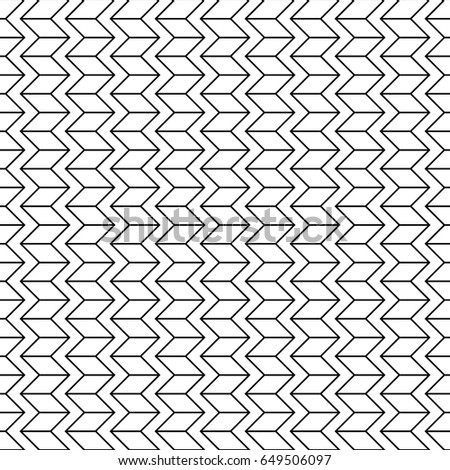 Herringbone motif. Black zigzag weaving lines. Jagged stripes. Seamless surface pattern design with rhombuses blocks ornament. Mosaic parquet wallpaper. Digital paper, page fills, print. Vector art.