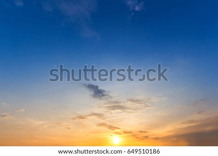 blue sky background with white clouds sunset.