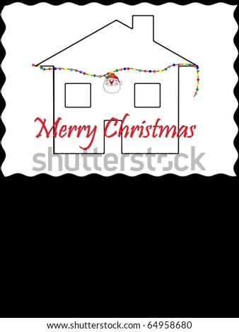 Santa on House/Merry Christmas/Text
