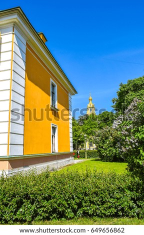 Summer park in Peter and Paul fortress in Saint-Petersburg, Russia