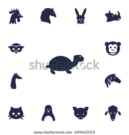 Set Of 13 Alive Icons Set.Collection Of Bunny, Ape, Lamb And Other Elements.
