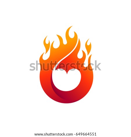 Fire With Heart Logo Template