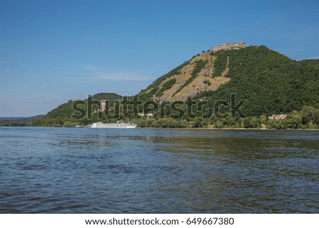 Castle of Visegrad in Hungary with the Danube river
