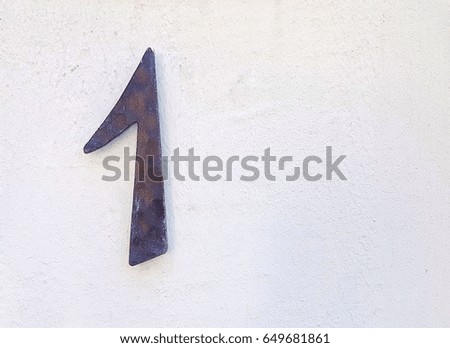 House number on the wall one 1