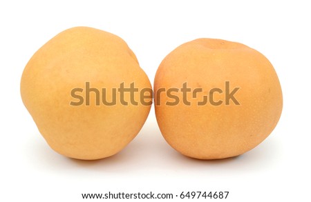 Ripe pear fruits isolated on white background