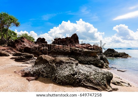 Pink stone (Arkose) near the beach , Pink stone viewpoint at Non-hunting Area Kung Krabaeng, Chantaburi province
, THAILAND