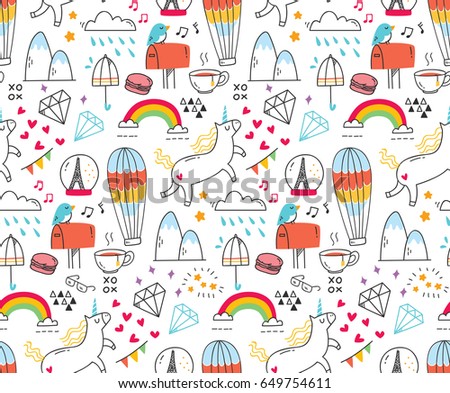 Cute abstract doodle seamless background 