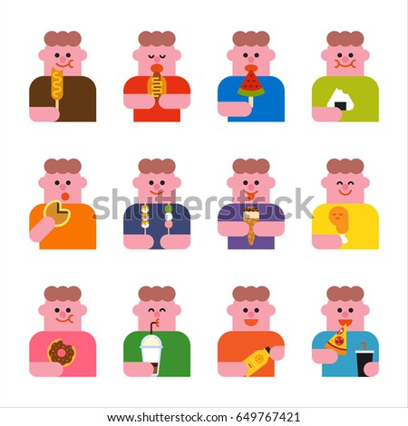fat man and high calorie foods vector illustration flat design