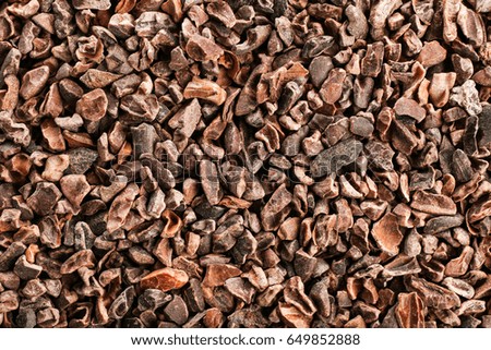 Crushed cocoa nibs, closeup