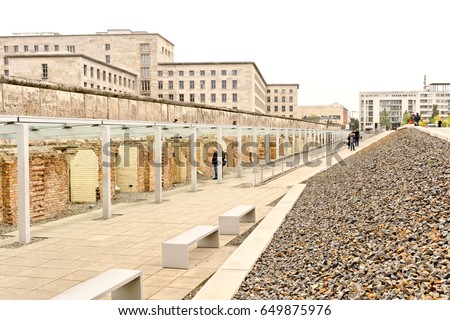 Historial Berlin wall and underground structures, Berlin, Germany Royalty-Free Stock Photo #649875976