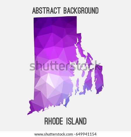 Rhode Island map in geometric polygonal,mosaic style in violet shades.Abstract tessellation,modern design background,low poly. Vector illustration.
