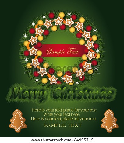 Christmas  congratulations wreath vector template