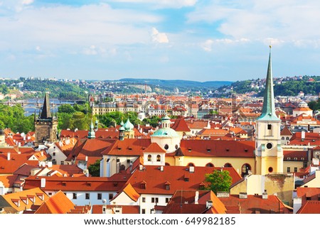 Prague cityscape, view of the downtown, Czech Republic