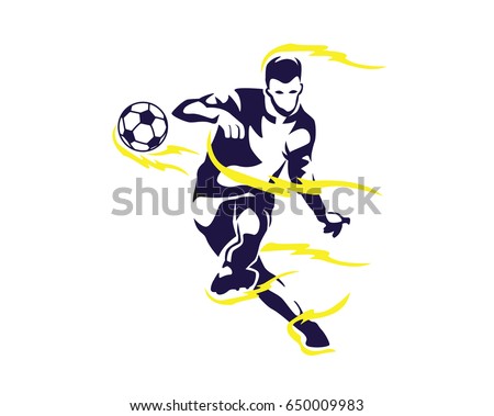 Modern Soccer Player In Action Logo - Aggressive Penalty Kick