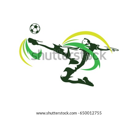 Modern Soccer Player In Action Logo - Passionate Flying Tornado Kick