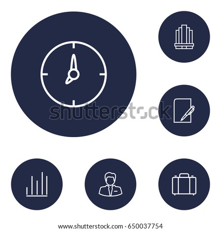 Set Of 6 Management Outline Icons Set.Collection Of Paper, Portfolio, Businessman And Other Elements.