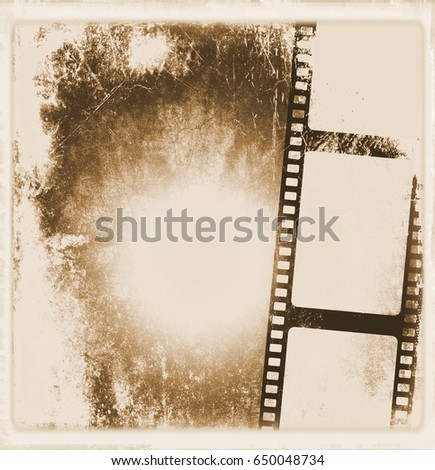 Vintage sepia faded film strip frame or background.