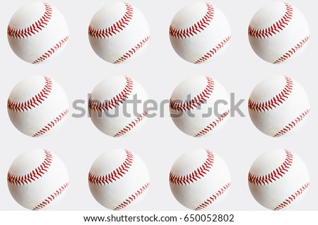 Baseball pattern on solid white background, isolated for easy ball player graphics. 