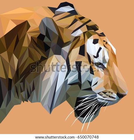 Tiger low poly design. Triangle vector illustration.