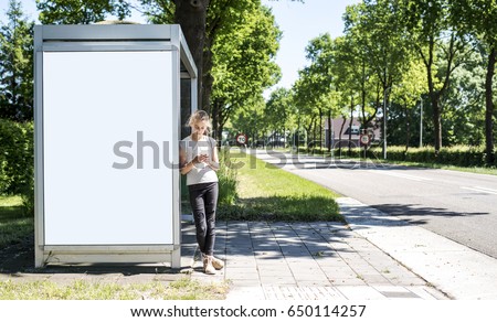 Bus stop abri or billboard mockup Royalty-Free Stock Photo #650114257