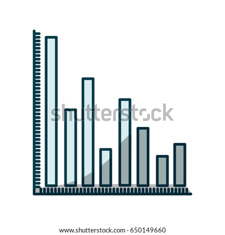 blue shading silhouette of column chart vector illustration