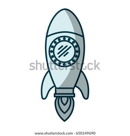 blue shading silhouette of space rocket vector illustration